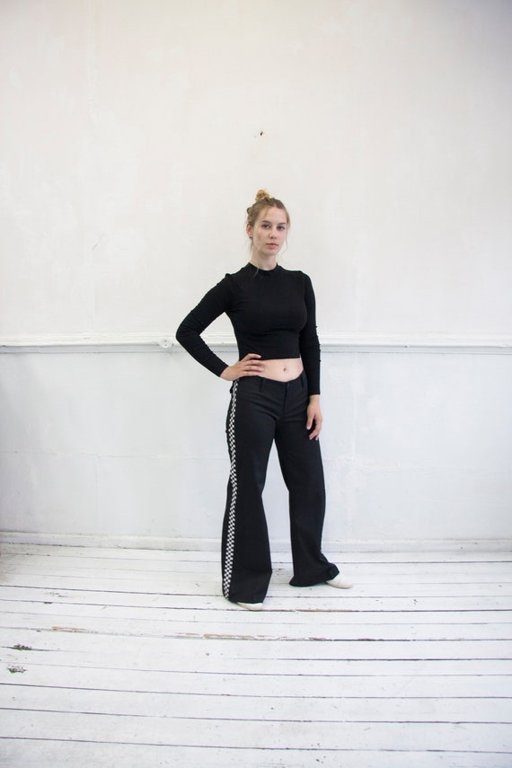 Vintage Flares S Black Flared Pants 90s Flared Trousers Black Bell