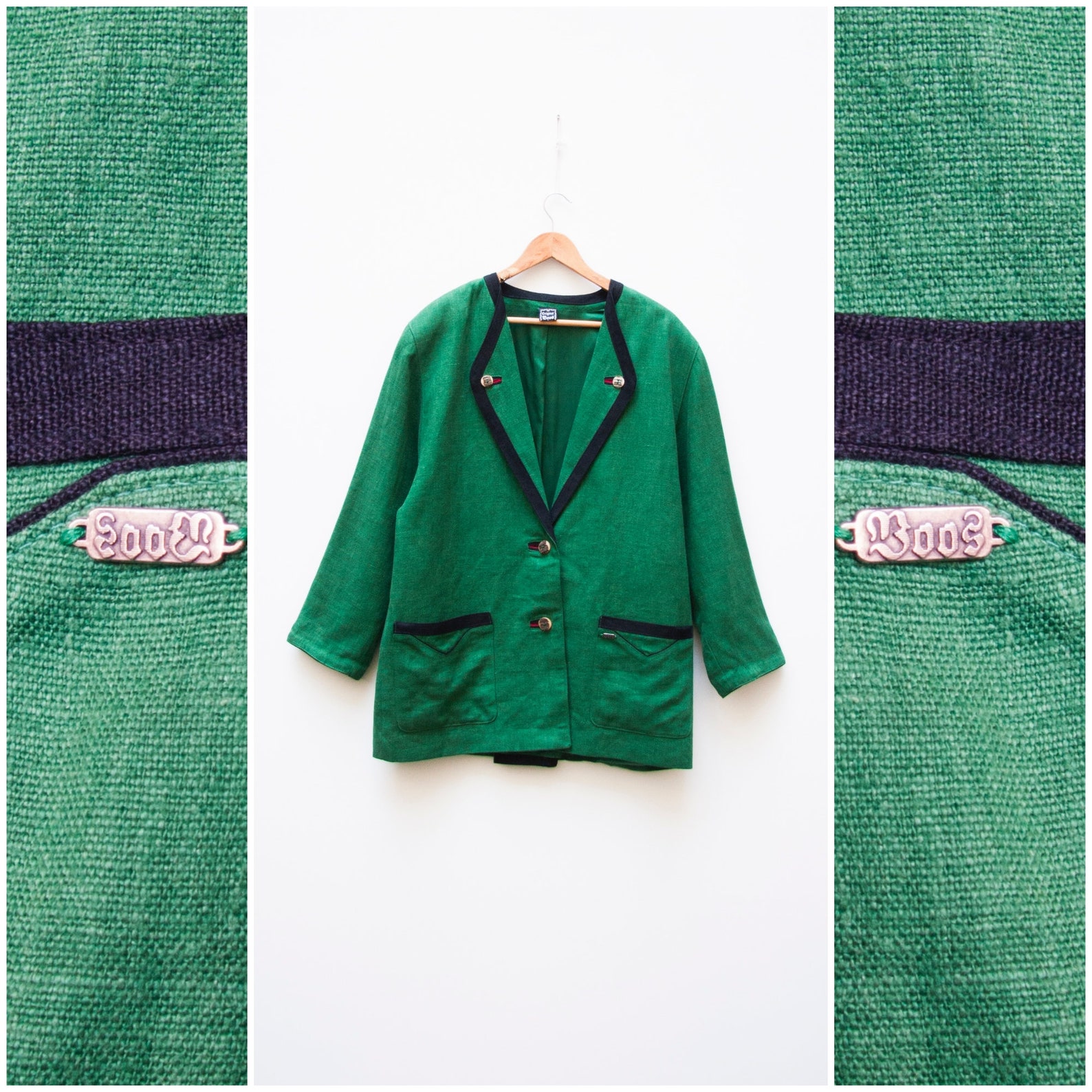 Linen Jacket Women Large Vintage Green Linen Jacket Dirndl Etsy