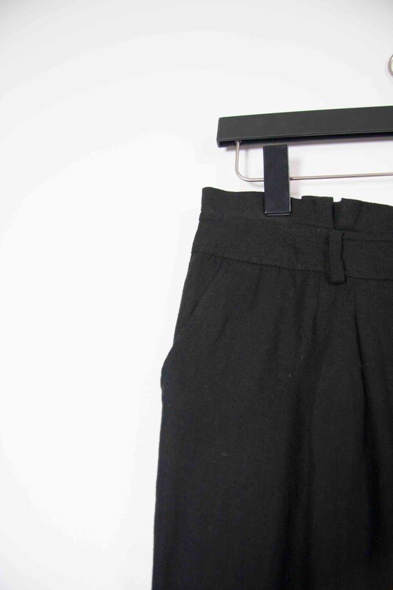 Vintage Black Linen Pants Women's Medium Cropped … - image 7