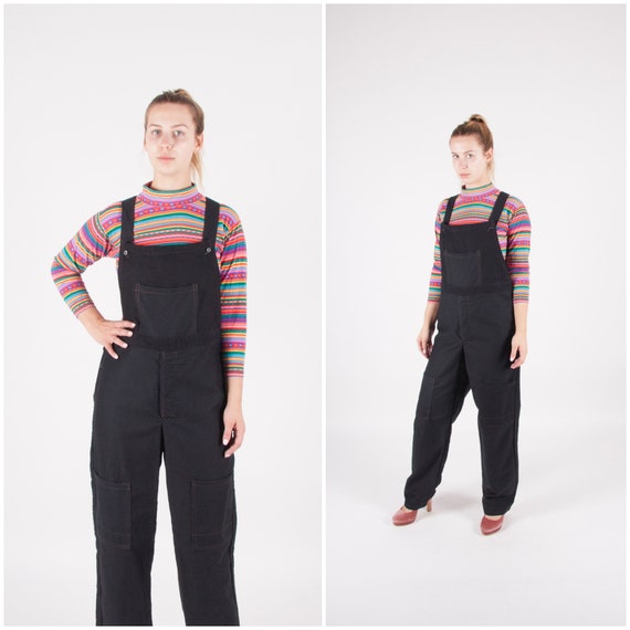 Vintage Black Dungarees Women's Medium 