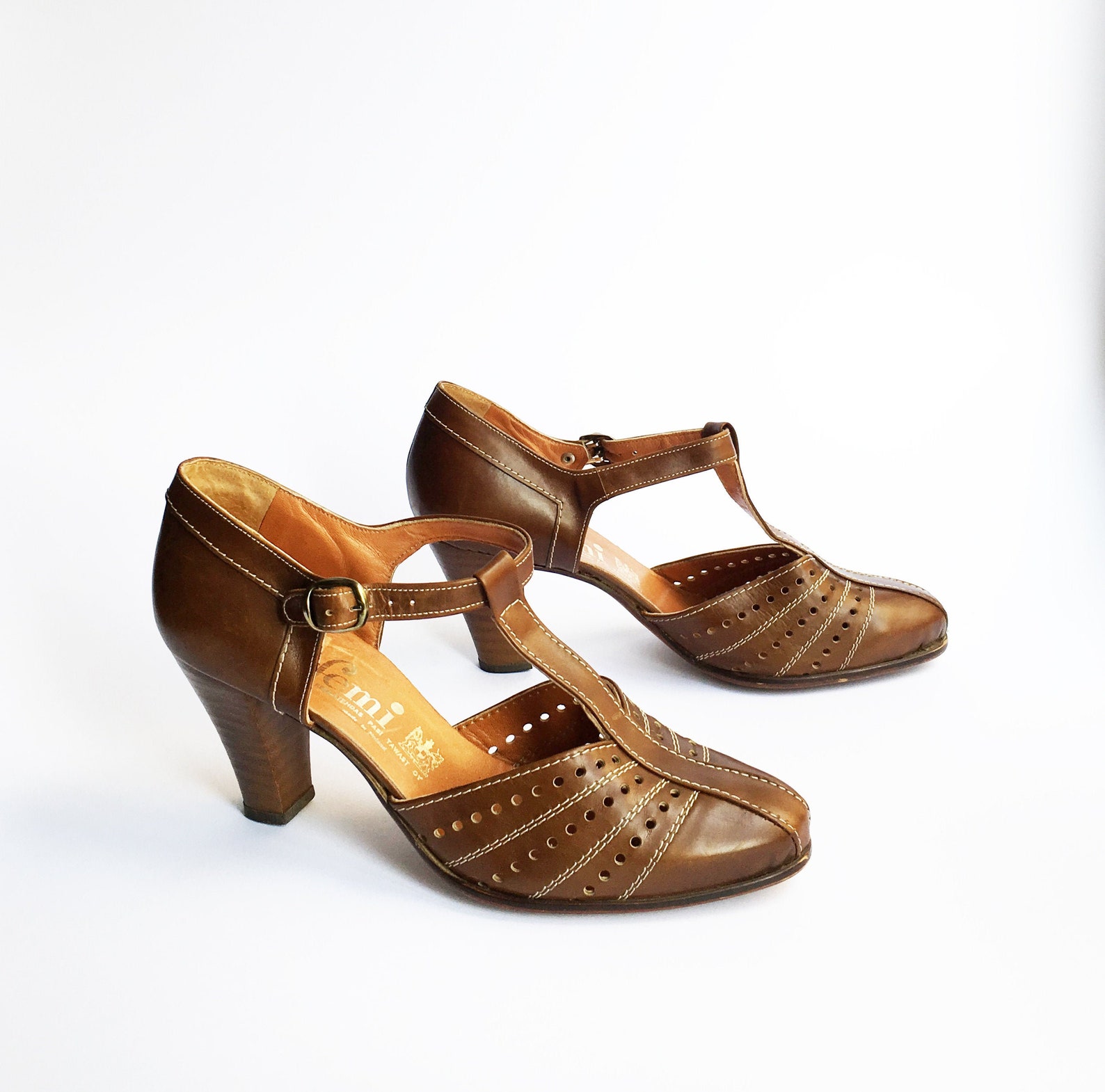 Vintage T-Strap Shoes Women US Size 8 UK Size 6 EU Size 38.5 | Etsy