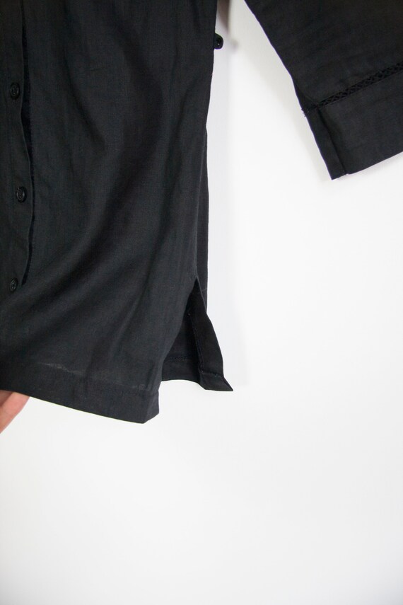 Vintage Linen Shirt Women's Small Black Linen But… - image 8