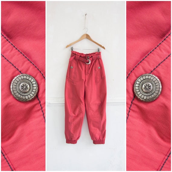 Vintage Ski Pants Women's XS S 80s Red Ski Pants 90s Ski Trousers Size XS S  Red Snow Pants Ski Suit Pants Snowboard Pants 90s Ski Wear Women 
