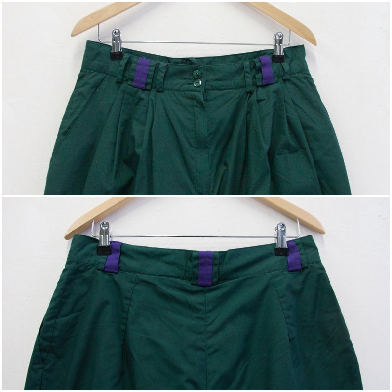 Vintage 80s Boyfriend Pants High Waisted Trousers 32 Womens L Dark Green Baggy Pants Tapered Leg Trousers Mens 32 Baggy Pants High Rise W32