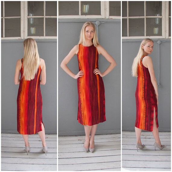 red orange maxi dress