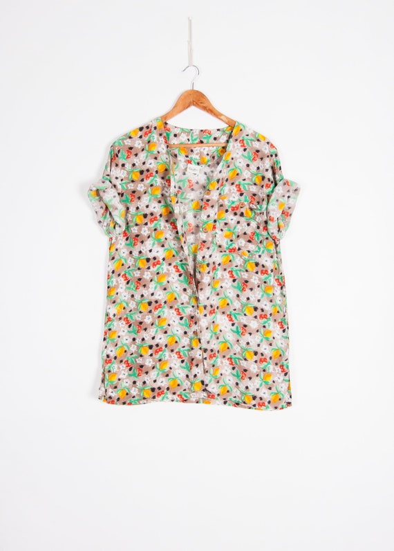 Vintage Patterned Shirt Women 90s Boho Blouse Che… - image 2