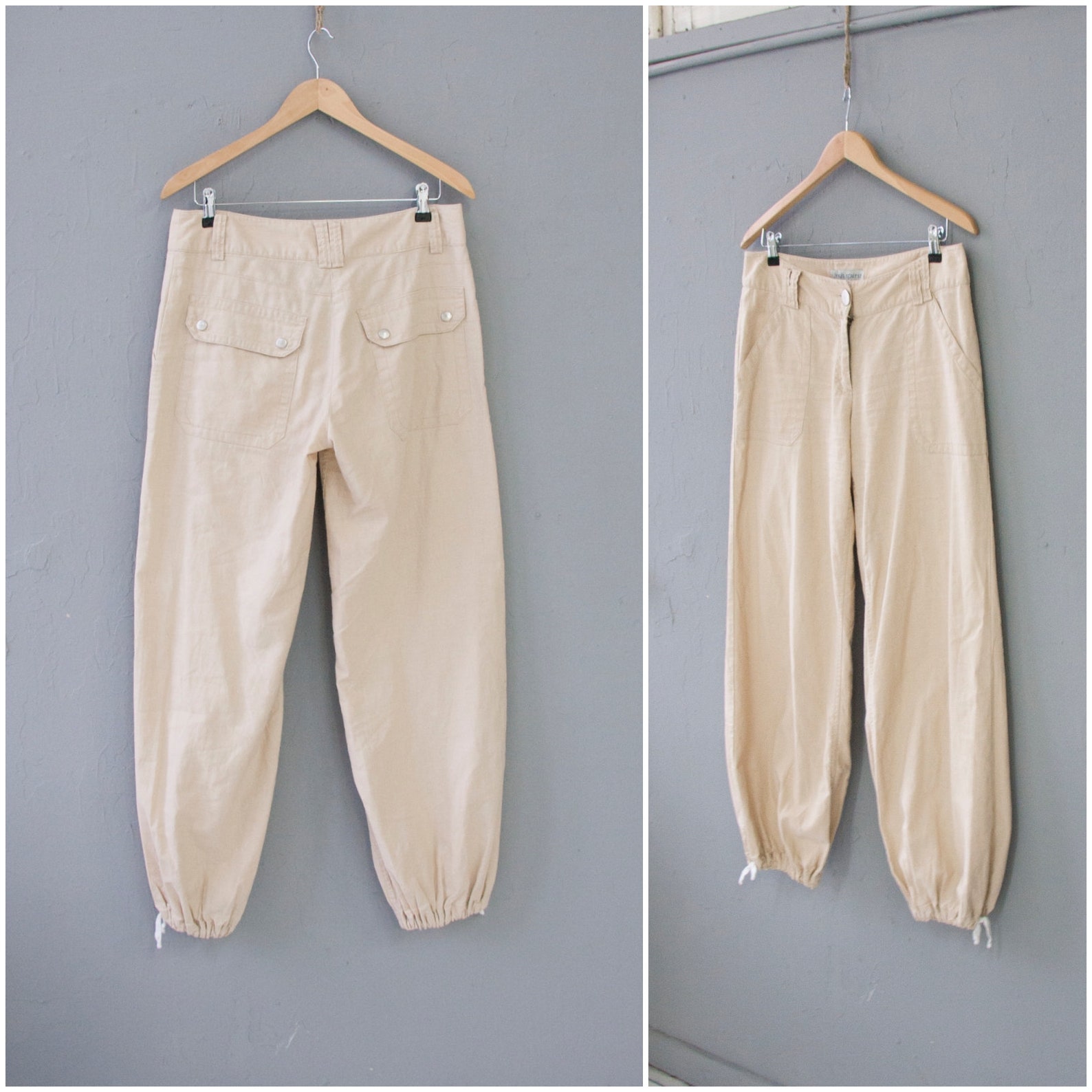 Vintage Linen Pants Low Rise Linen Trousers Womens M Nude Etsy
