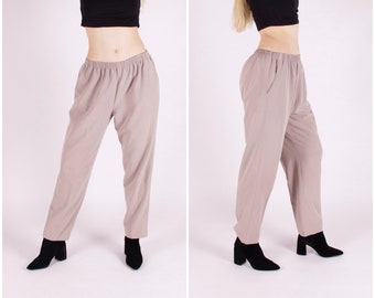 80s Baggy Pants Women Large Grey Tapered Trousers Women's Size L Vintage Gray Cigarette Pants High Waist 32 33 34 35 80s Tapered Leg Pants L