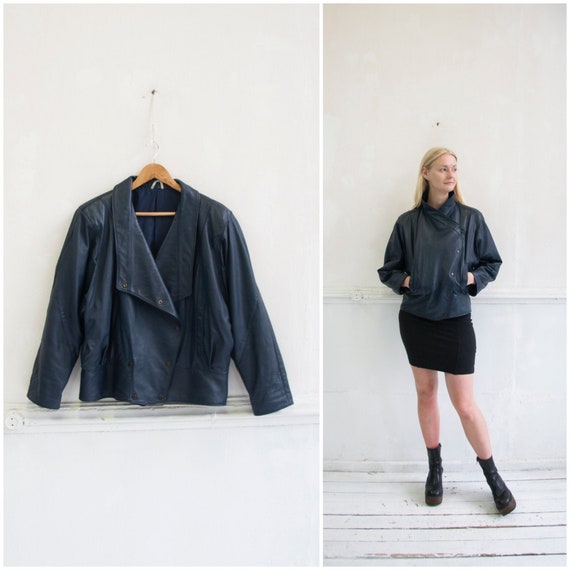 Vintage Leather Jacket Womens S 80s Leather Jacket