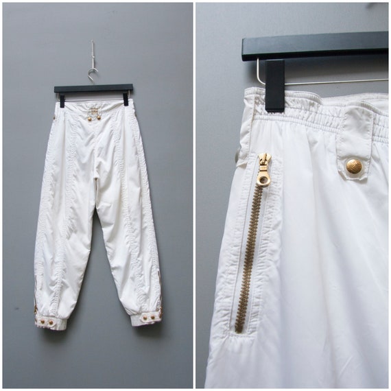 80s Women's Ski Pants Small Vintage White Ski Pants 80s Snow Pants