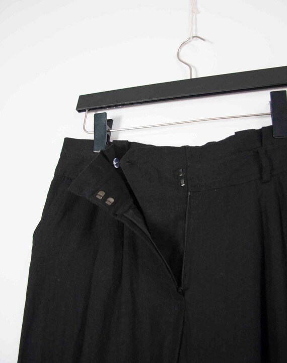 Vintage Black Linen Pants Women's Medium Cropped … - image 6