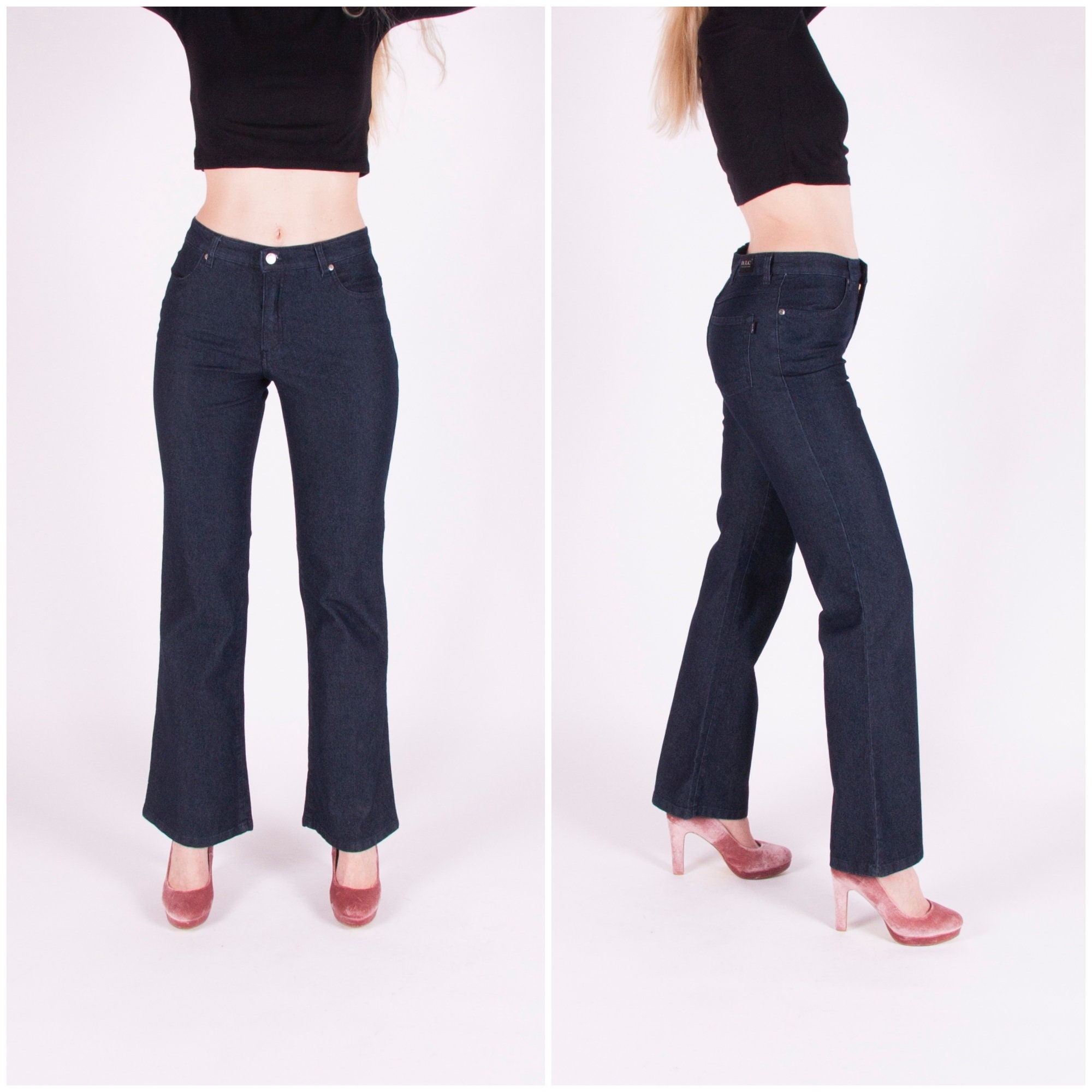Black high waisted bell bottom jeans deals