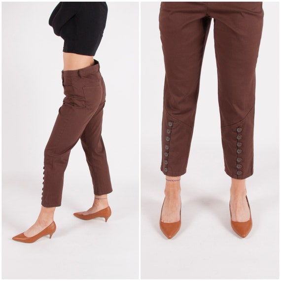 Vintage Cropped Pants Women's Medium Waist 31 Brown Ankle Pants 2000s  Cropped Trousers Women Size M Ankle Trousers Brown Y2K Capri Pants W31 