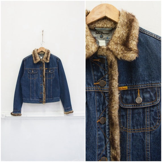 jean jacket with white fur collar