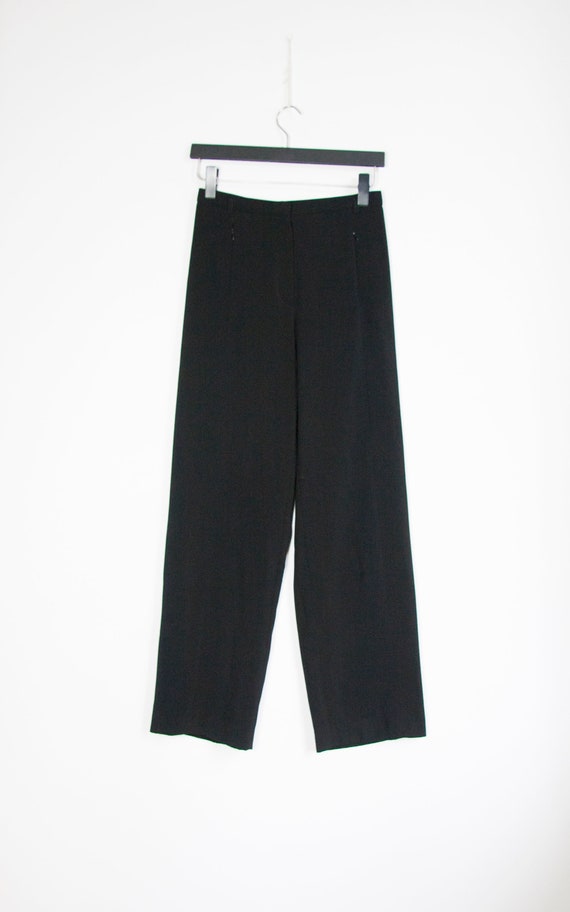 Women's Black Baggy Suit Pants Waist 27" Black Su… - image 3