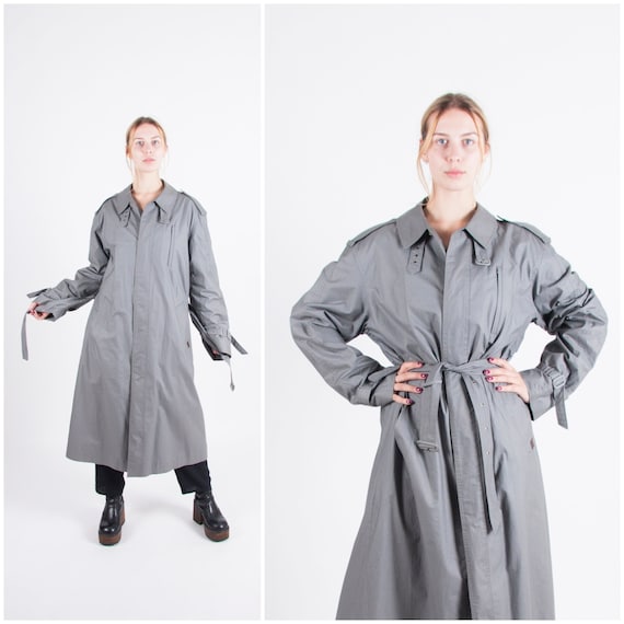 Vintage Trench Coat Women s Medium Gray Duster Coat 80s Long Grey Coat Women Size M Oversized Trench Coat Long Belted Bugatti Coat Men Small Etsy Norway