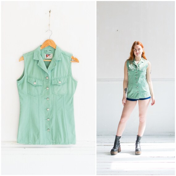 green jean vest