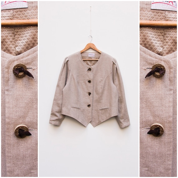 Linen Jacket Women Large Vintage Linen Jacket Dirn
