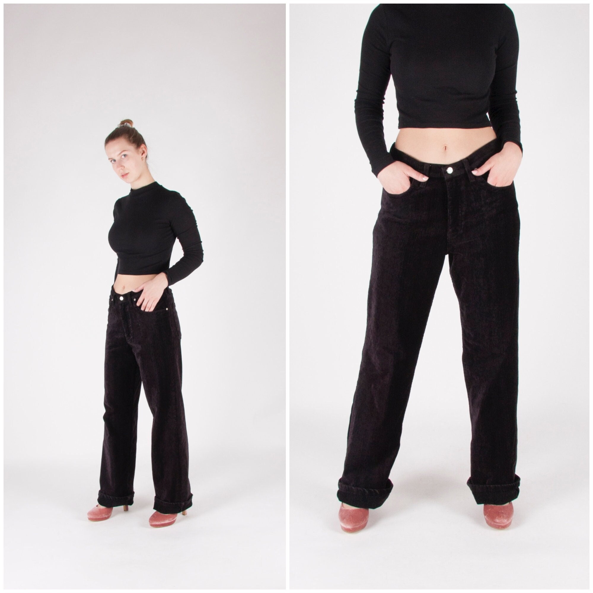 Black velvet jeans ladies deals
