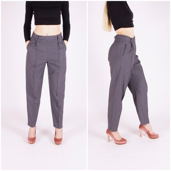 80s Suit Pants Women Medium High Waist 30 Women's Suit Trousers Grey High  Waisted Tapered Leg Trousers 30 Gray Cigarette Pants 80s Mom Pants -   Canada