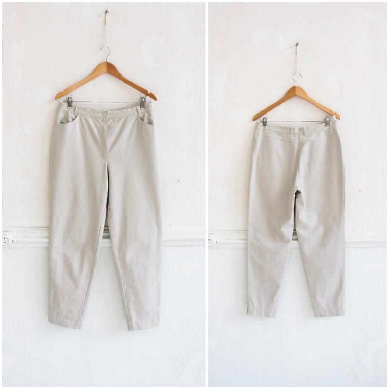 Checked Mom Pants 33 Gingham Mom Pants 80s White Mom Pants Etsy