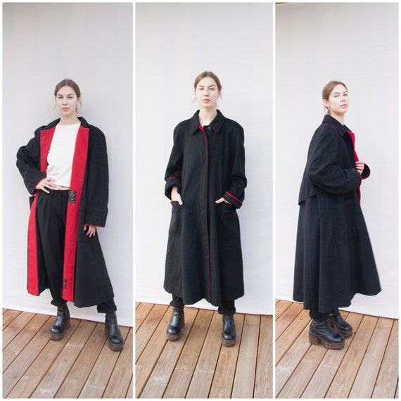 Vintage Coat Women Large Long Oversized Coat Ankle