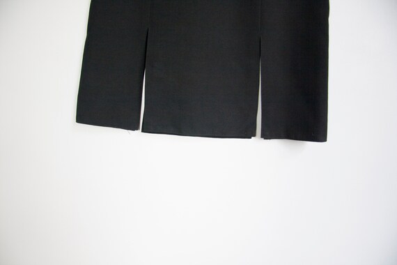 Vintage Black Pencil Skirt XXS Plain Black Slitte… - image 6