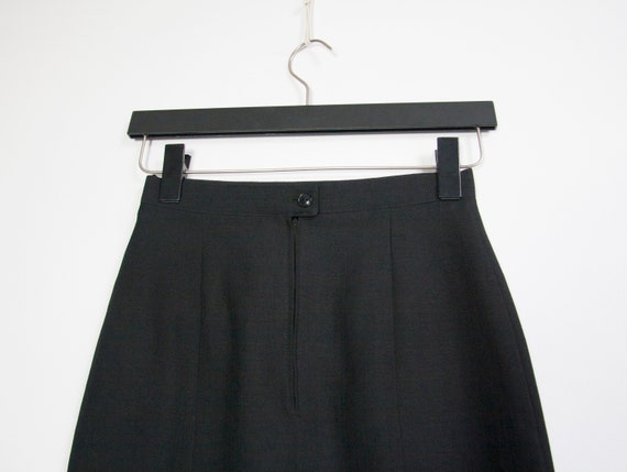 Vintage Black Pencil Skirt XXS Plain Black Slitte… - image 4