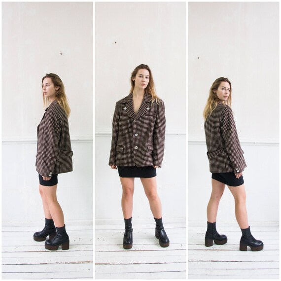 Oversized checked wool blazer