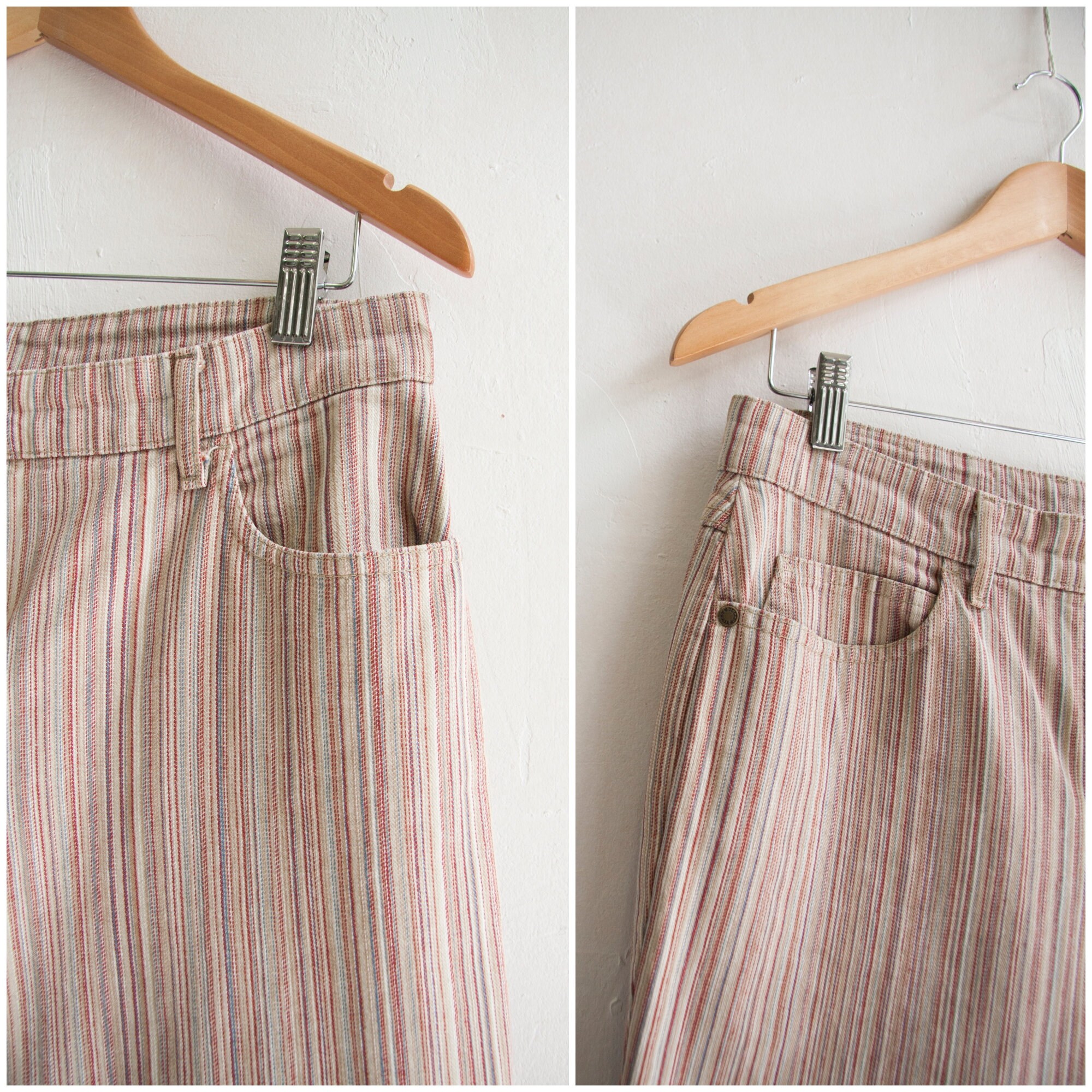 Vintage Striped Jeans 31 90s Striped Pants Womens M Wide Leg Etsy