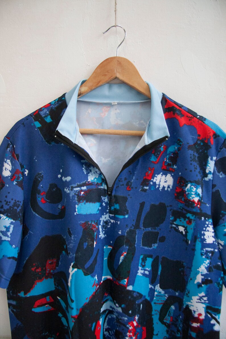 Vintage Cycling Jersey Abstract Cycling Top Womens XL Riding Jersey Colorful Bike Riding Top Mens L Retro Cycling Top Road Bike Clothing L