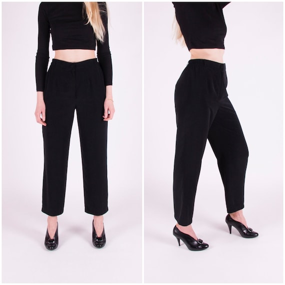 Vintage Black Pants High Waisted Pants Long Pants Suit Pants