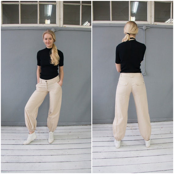 Vintage Linen Pants Low Rise Linen Trousers Womens M … - Gem