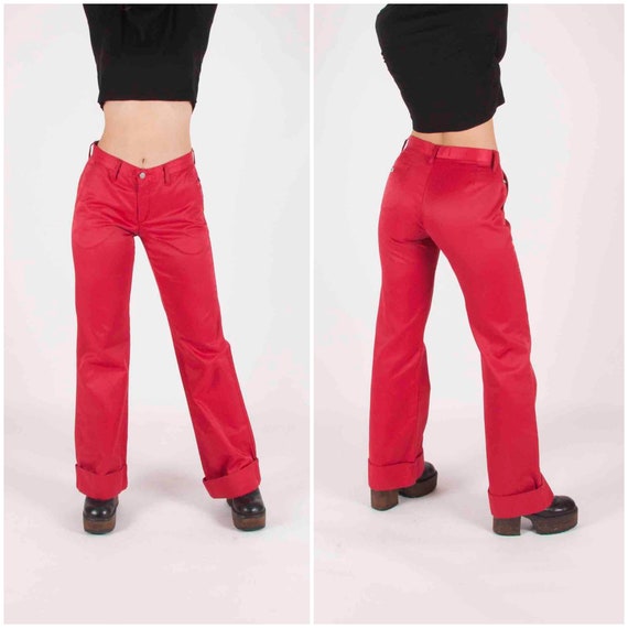 90s Flared Pants Women's Small Flare Leg Trousers Waist 29 Vintage Red Flares  Women Size S Red Flared Leg Pants Tall Fit Flares Leg 33 Pants 