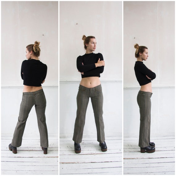 striped bootcut jeans