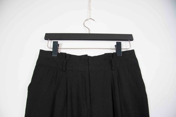 Vintage Black Linen Pants Women's Medium Cropped … - image 5