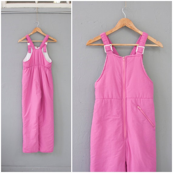 Vintage Ski Overalls Womens XXS Pink Ski Pants 70… - image 1