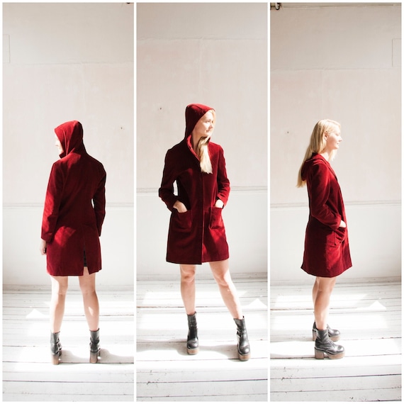 Corduroy Coat Women XS Red Corduroy Coat 90s Cordu