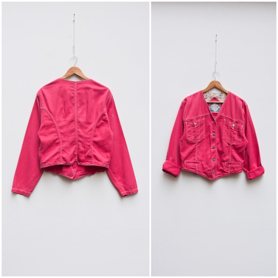 Red denim jacket topshop 2025