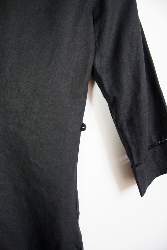 Vintage Linen Shirt Women's Small Black Linen But… - image 7