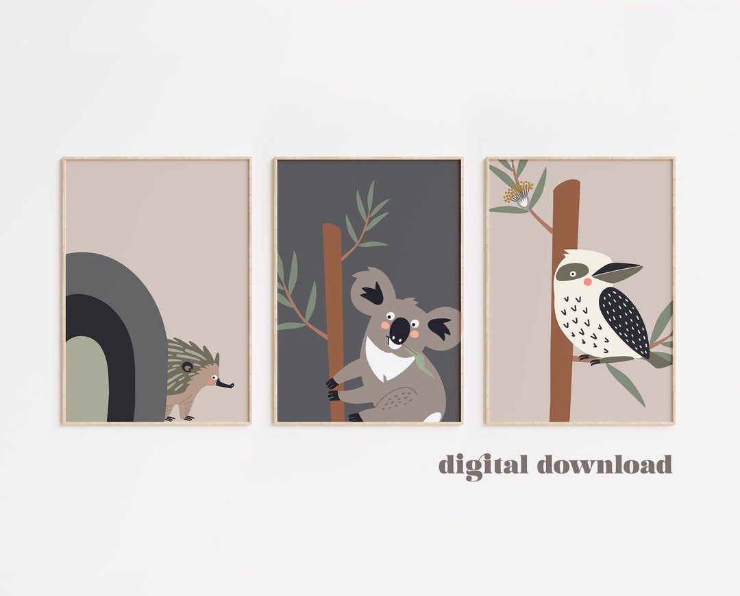 AUSTRALIAN ANIMALS DIGITAL Nursery Wall Art Print Set , Boys Decor ...