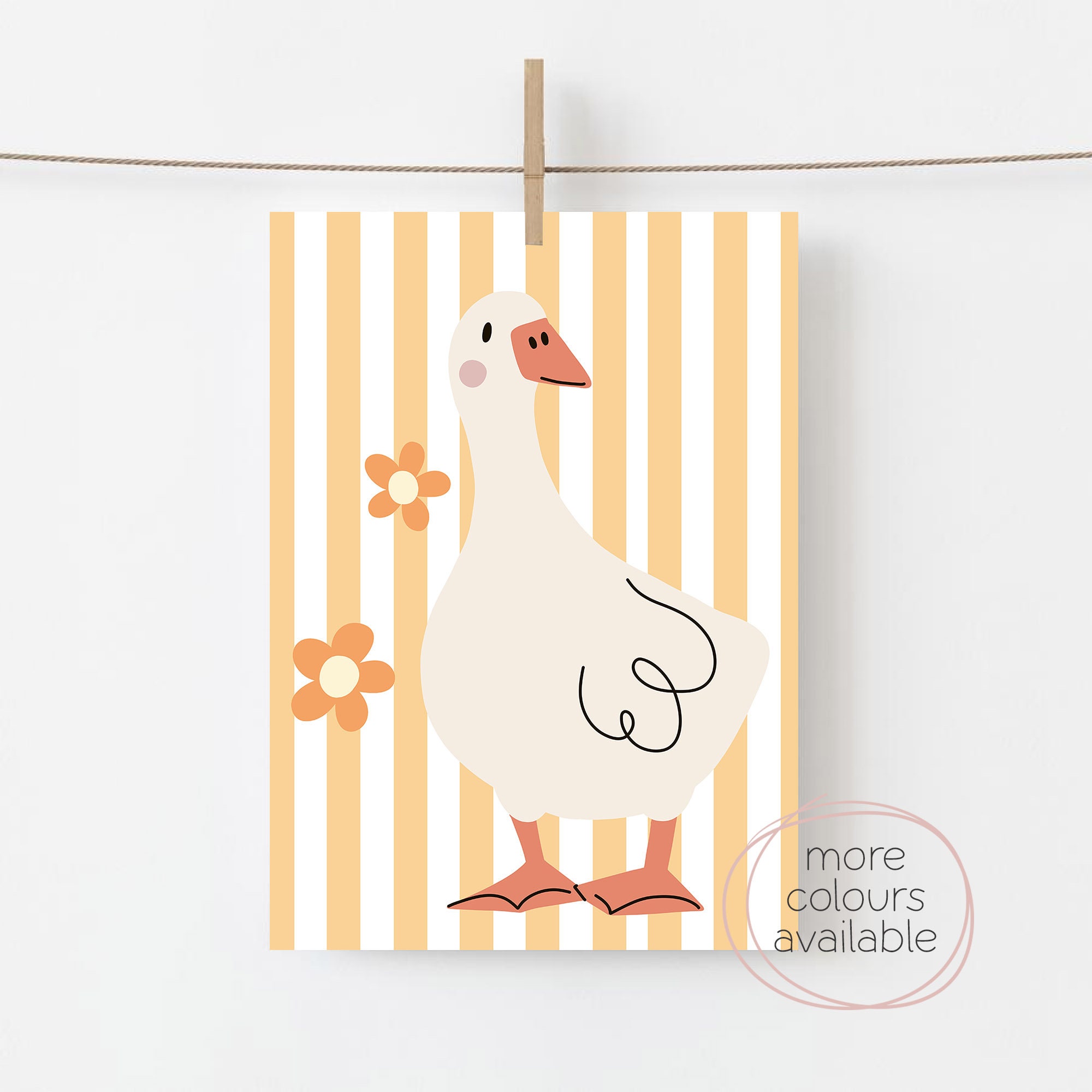 Silly Goose Wall Art Cute Poster Pastel Girls Nursery Decor Farm Animal ...