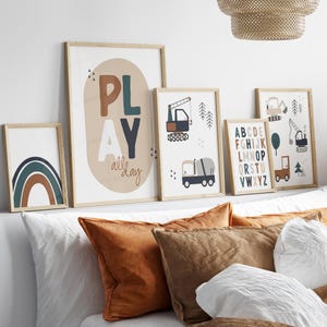 Construction Trucks Nursery Art: Scandi Alphabet Print Set (Digital Download)