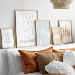 Surf Kinderzimmer Dekor für Jungen Boho Strand Wandkunst für Kinder Ozeanblau Digitaldrucke, Palme und Surfing Club 6 Print Gallery Bundle