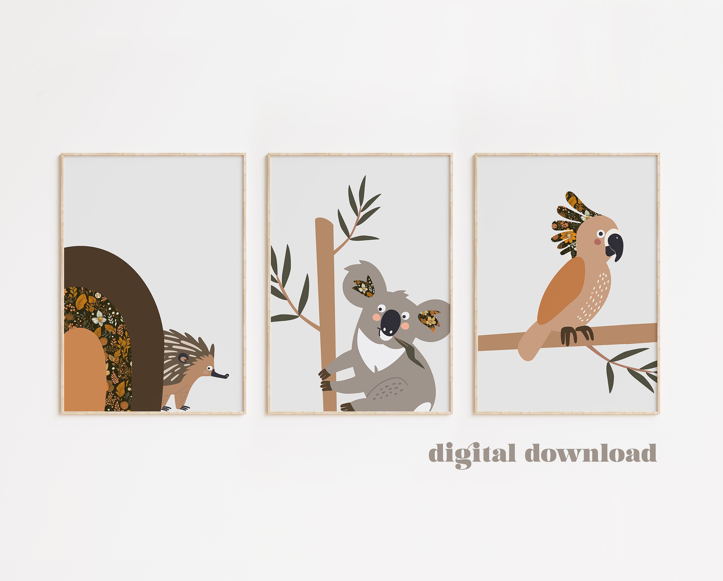 AUSTRALIAN ANIMALS Digital Nursery Wall Art Print Set , Boys Neutral ...