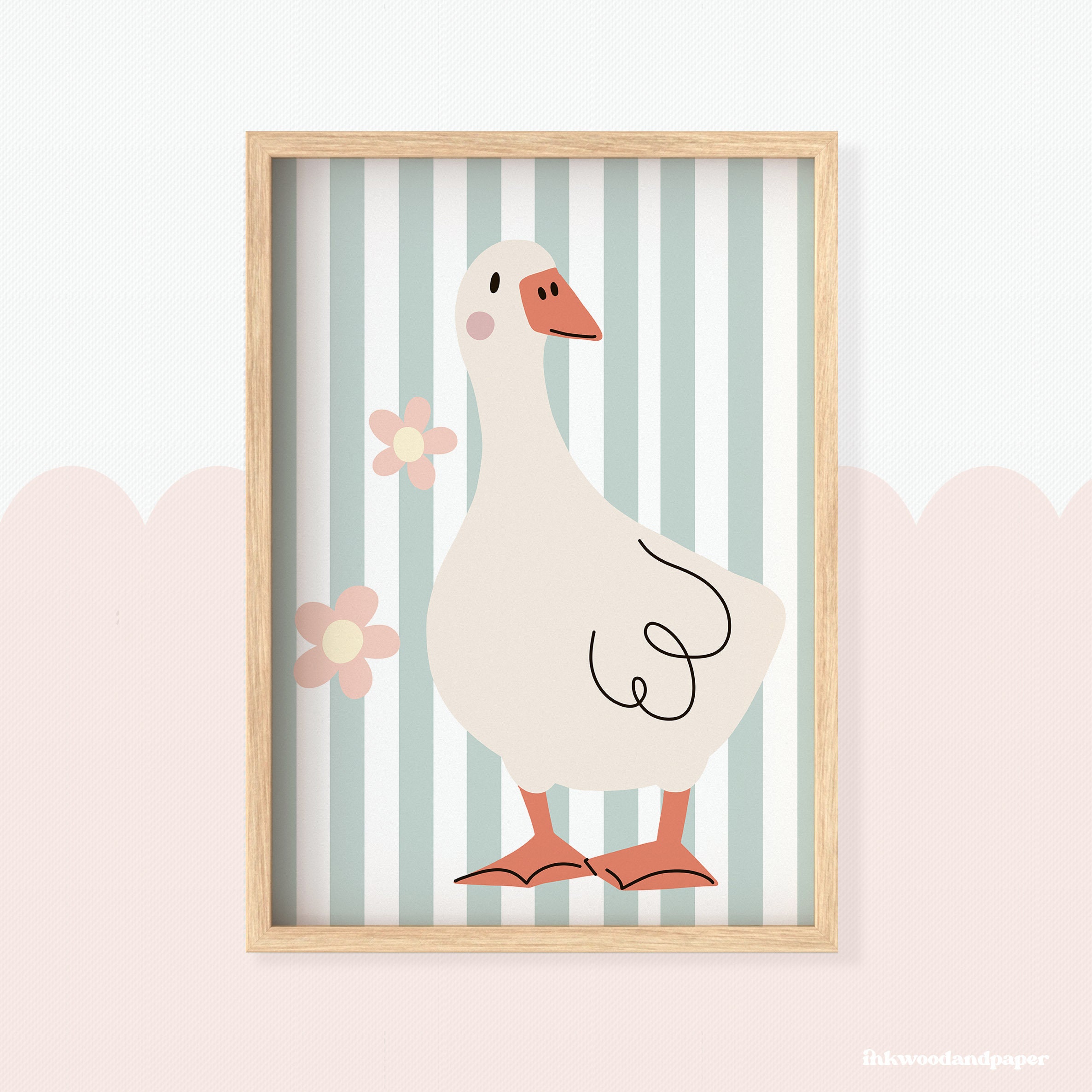 Silly Goose Wall Art Cute Goose Poster Pastel Girls Nursery Decor Farm ...