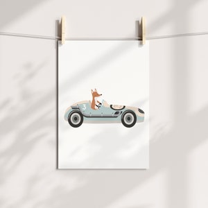 ANIMAL RACER Car Nursery Prints. Baby Boy. Wall Art. Print Set . Four Print. Boys Room Decor. Printed. Transport, Racing Car Theme image 4