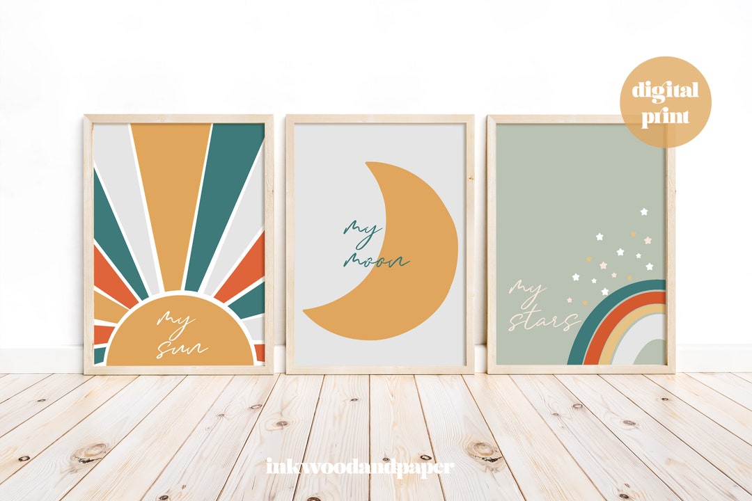 BOHO NURSERY BOYS Wall Art Prints, Digital Download, Nursery Decor, 3