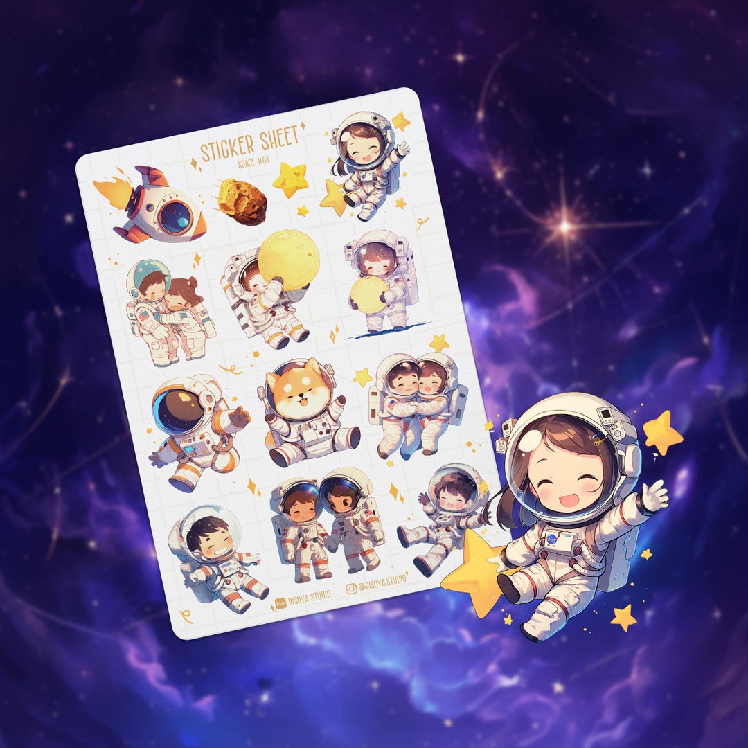 Sticker Sheet Space 01 Cute Stickers, Planner Stickers, Journal ...