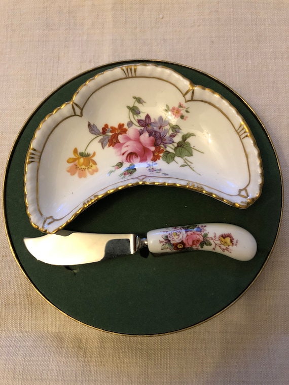 Crown Derby Butter Dish and Knife Beautiful Original Box Etsy